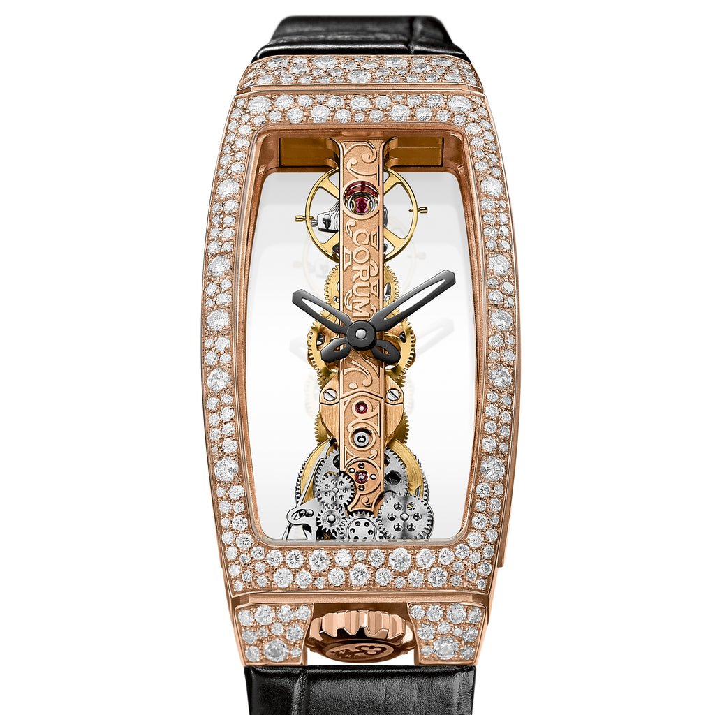 Corum Golden Bridge Miss Rose Gold Snow Set Watch B113 03845