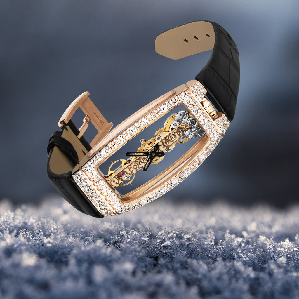 Corum Golden Bridge Miss Rose Gold Snow Set Watch B113 03845