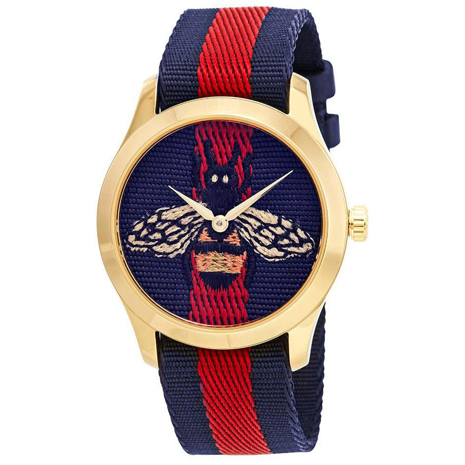  Gucci G-Timeless Blue with Kingsnake Head Print Dial Leather  Watch YA1264080 : Clothing, Shoes & Jewelry