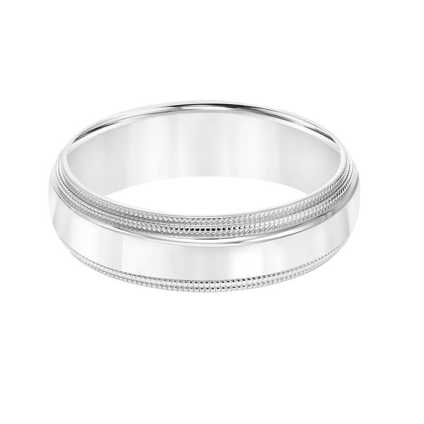 Low Dome Step Edge Carved 6MM Wedding Band