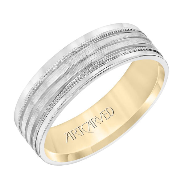 Flat Top Flat Edge Carved 6MM Wedding Band