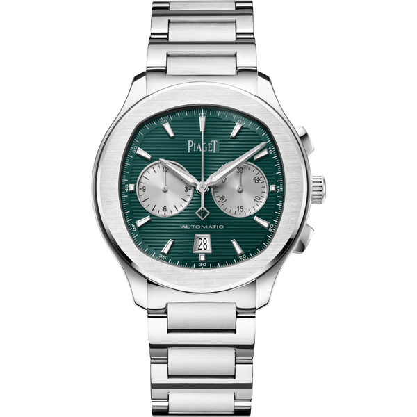 Front view of G0A49024 Piaget Polo Chronograph Green Dial Watch