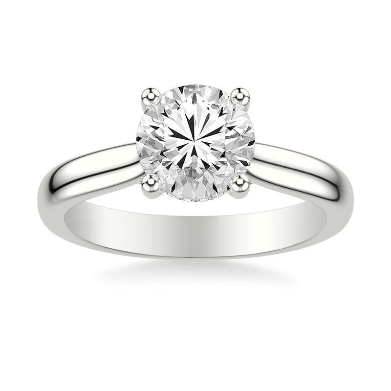 Classic Solitaire Engagement Ring with Hidden Halo and Diamond Bridge