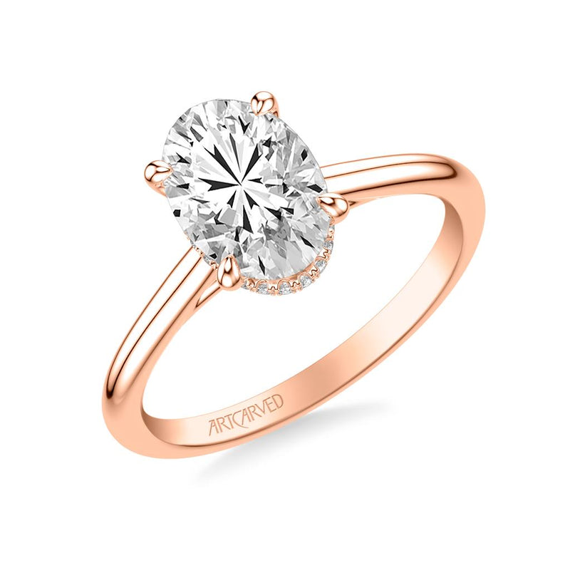 Classic Solitaire Engagement Ring with Floating Hidden Halo