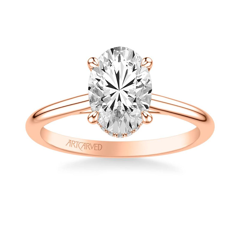 Classic Solitaire Engagement Ring with Floating Hidden Halo
