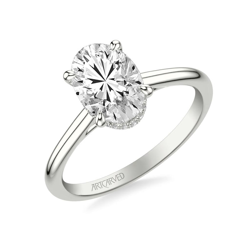 Classic Solitaire Engagement Ring with Floating Hidden Halo