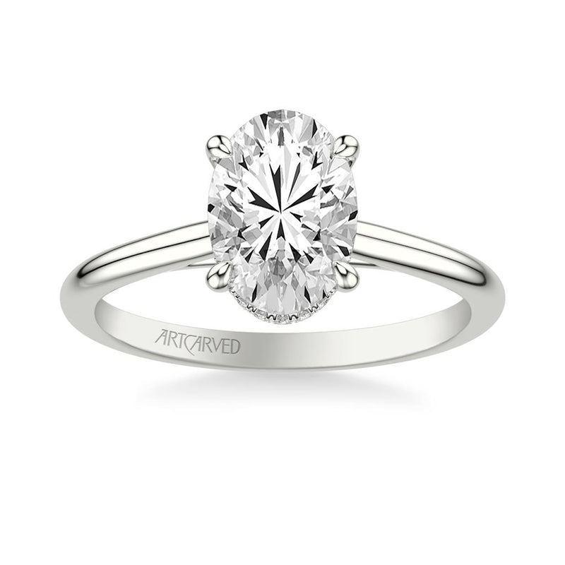 Classic Solitaire Engagement Ring with Floating Hidden Halo