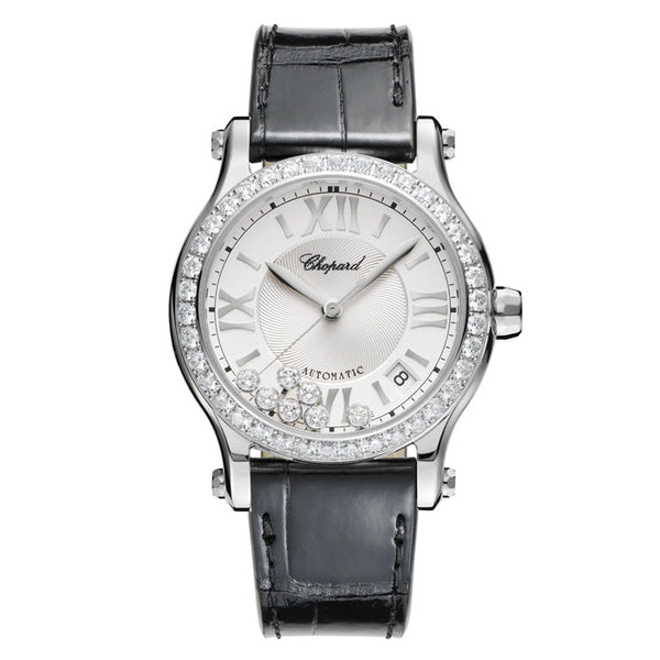 Chopard Happy Sport Automatic 36mm with diamond bezel and 7 moving diamonds