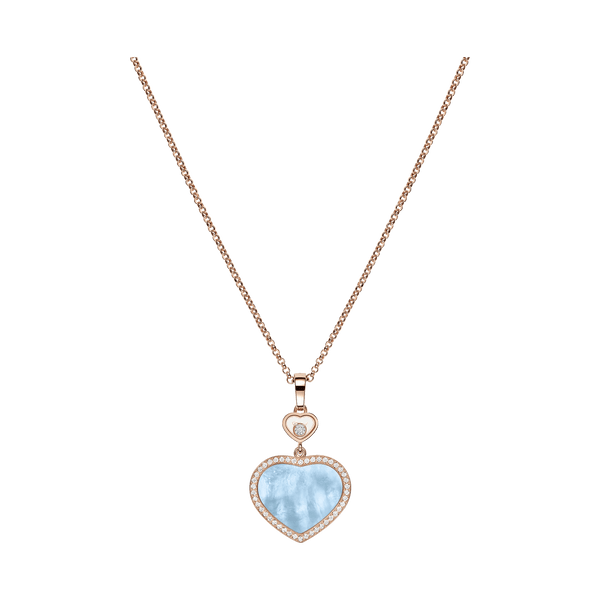 Happy Hearts Rose Gold Turquoise Mother of Pearl Diamond Pendant