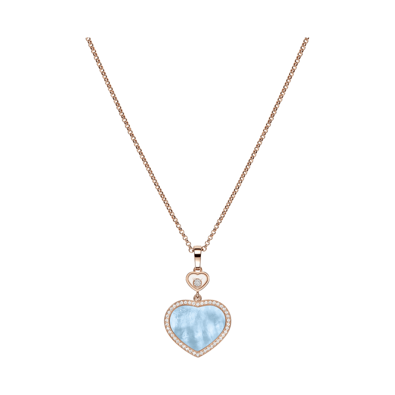 Happy Hearts Rose Gold Turquoise Mother of Pearl Diamond Pendant