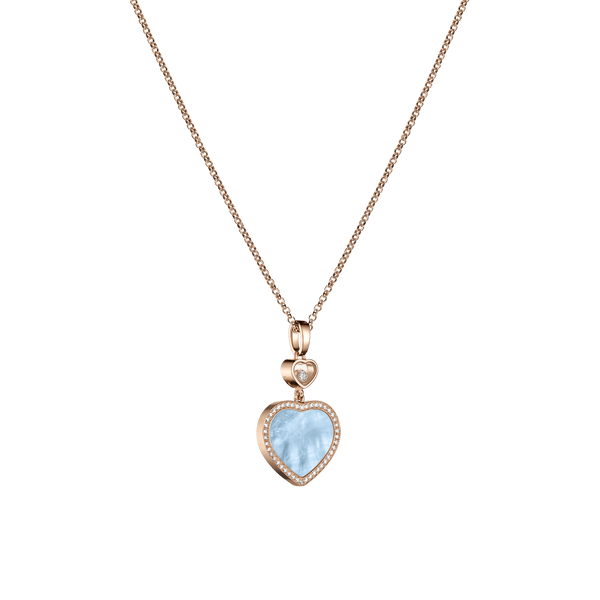 Happy Hearts Rose Gold Turquoise Mother of Pearl Diamond Pendant