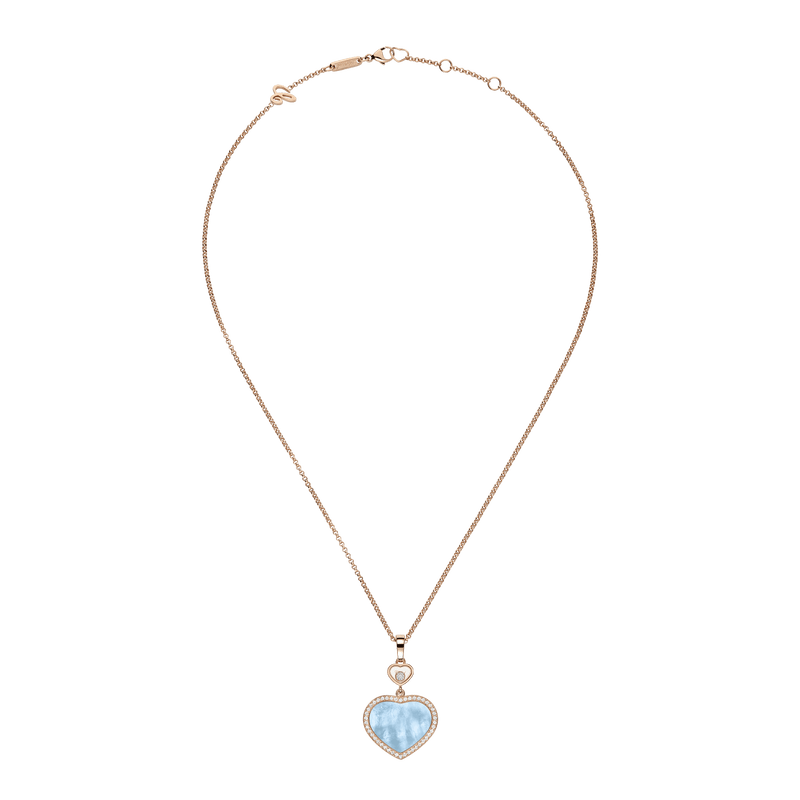 Happy Hearts Rose Gold Turquoise Mother of Pearl Diamond Pendant