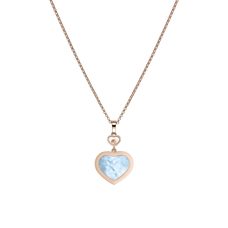 Happy Hearts Rose Gold Turquoise Mother of Pearl Diamond Pendant