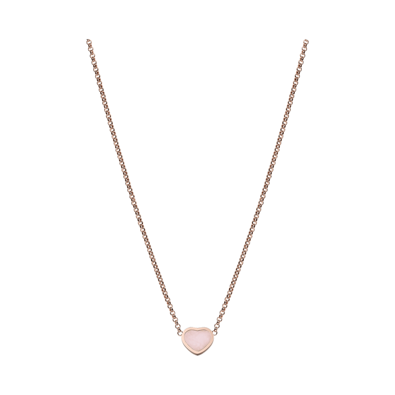 Happy Hearts Rose Gold Pink Opal Necklace