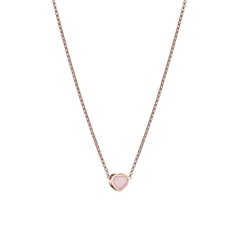 Happy Hearts Rose Gold Pink Opal Necklace