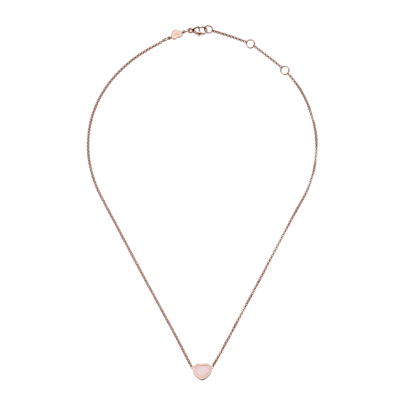 Happy Hearts Rose Gold Pink Opal Necklace