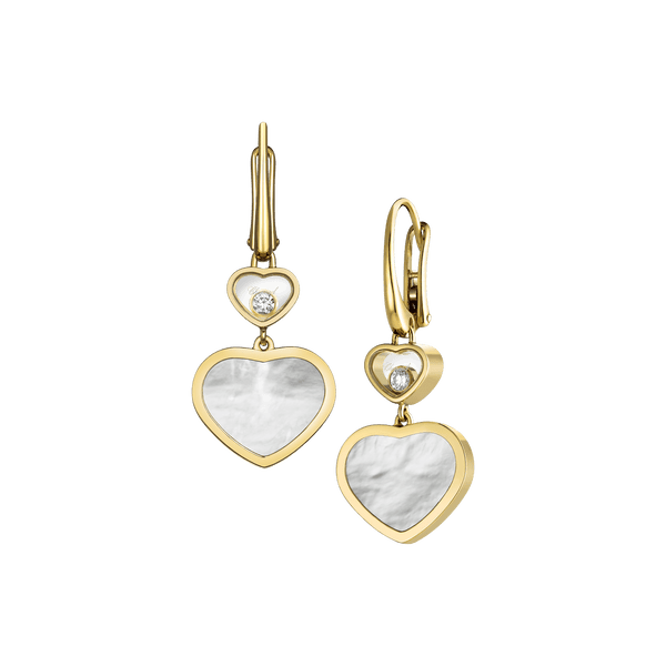 Happy Hearts Yellow Gold Mother of Pearl earrings