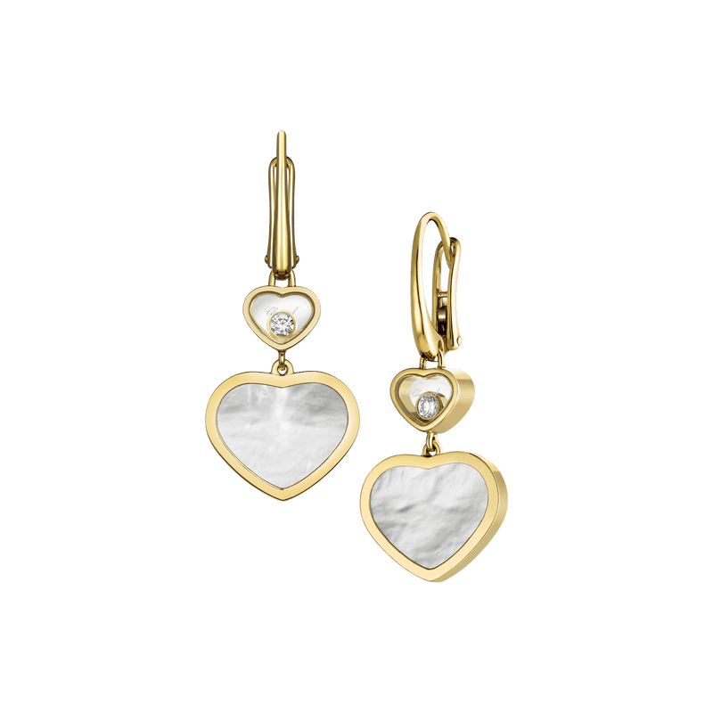 Happy Hearts Yellow Gold Mother of Pearl earrings