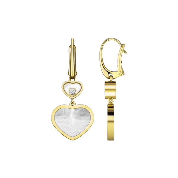 Happy Hearts Yellow Gold Mother of Pearl earrings