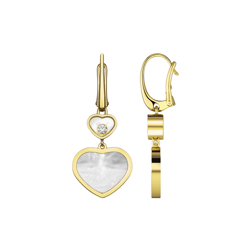 Happy Hearts Yellow Gold Mother of Pearl earrings