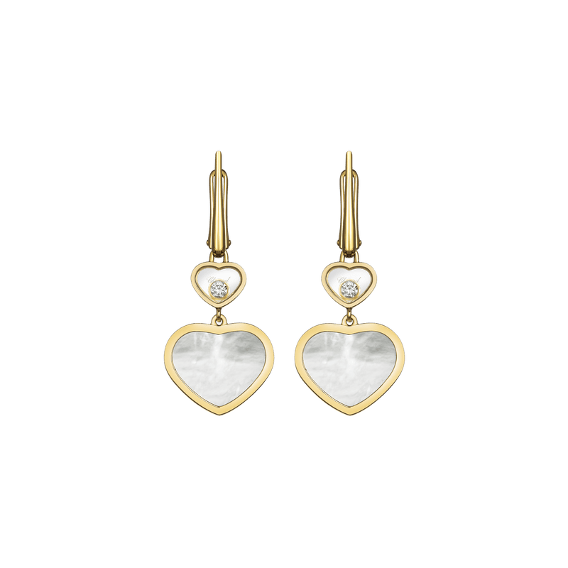 Happy Hearts Yellow Gold Mother of Pearl earrings