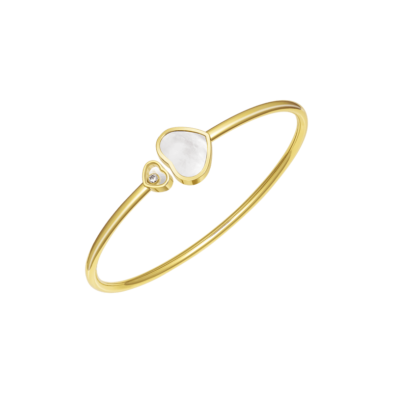 Happy Hearts Yellow Gold Mother of Pearl Bangle