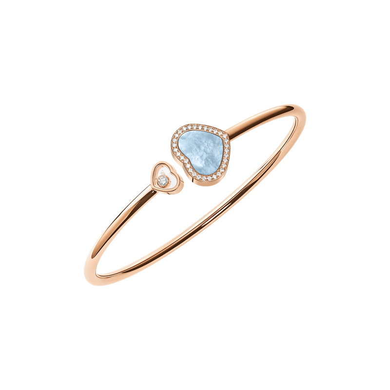 Happy Hearts Rose Gold Turquoise Mother of Pearl Bangle