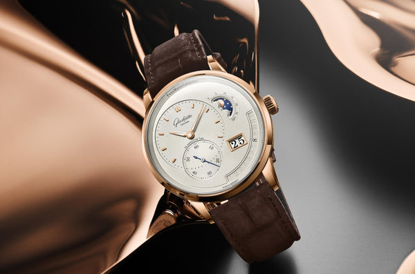 Glashütte Original PanoMaticCalendar Rose Gold Dress Watch dial