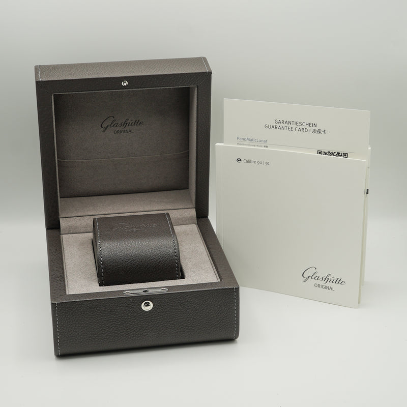 Glashutte Original PanoMaticLunar Green Steel box and papers