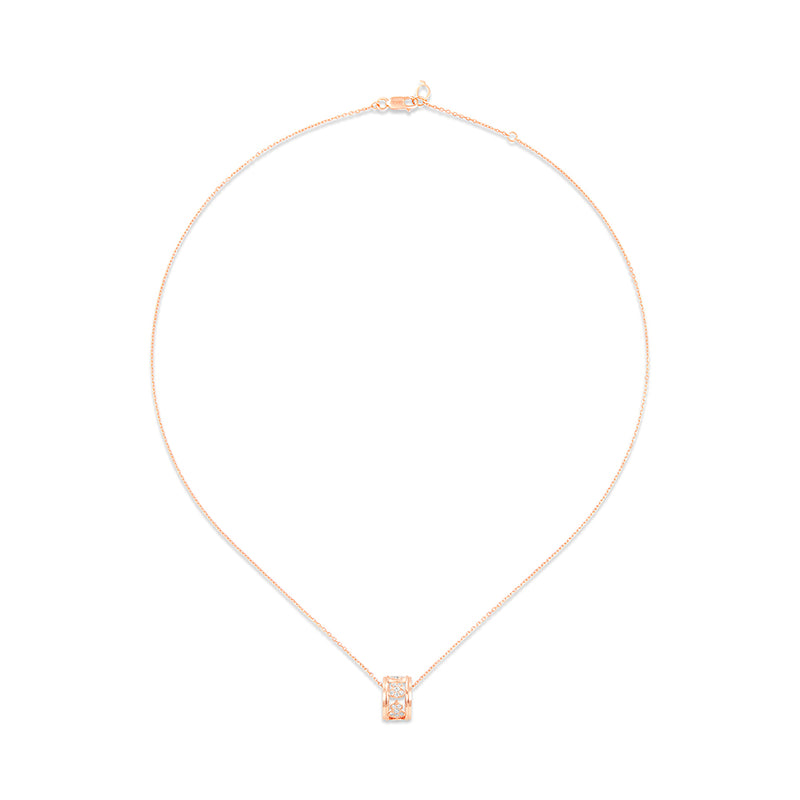 Small Wulu necklace in 18K rose gold with diamonds 2