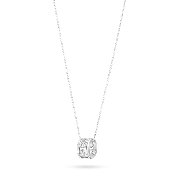 Small Wulu necklace in 18K white gold with diamonds