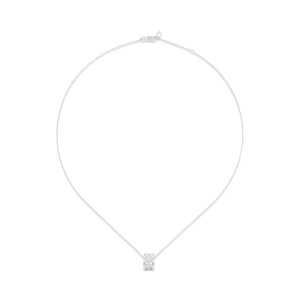 Small Wulu necklace in 18K white gold with diamonds