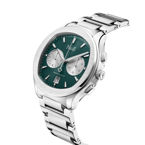 Side view of G0A49024 Piaget Polo Chronograph Green Dial Watch