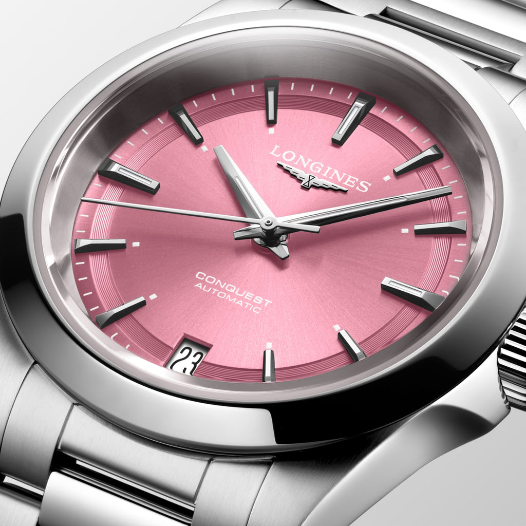 L34304996 Longines Pink Conquest 34mm Stainless Steel Watch L3.430.4.99 ...