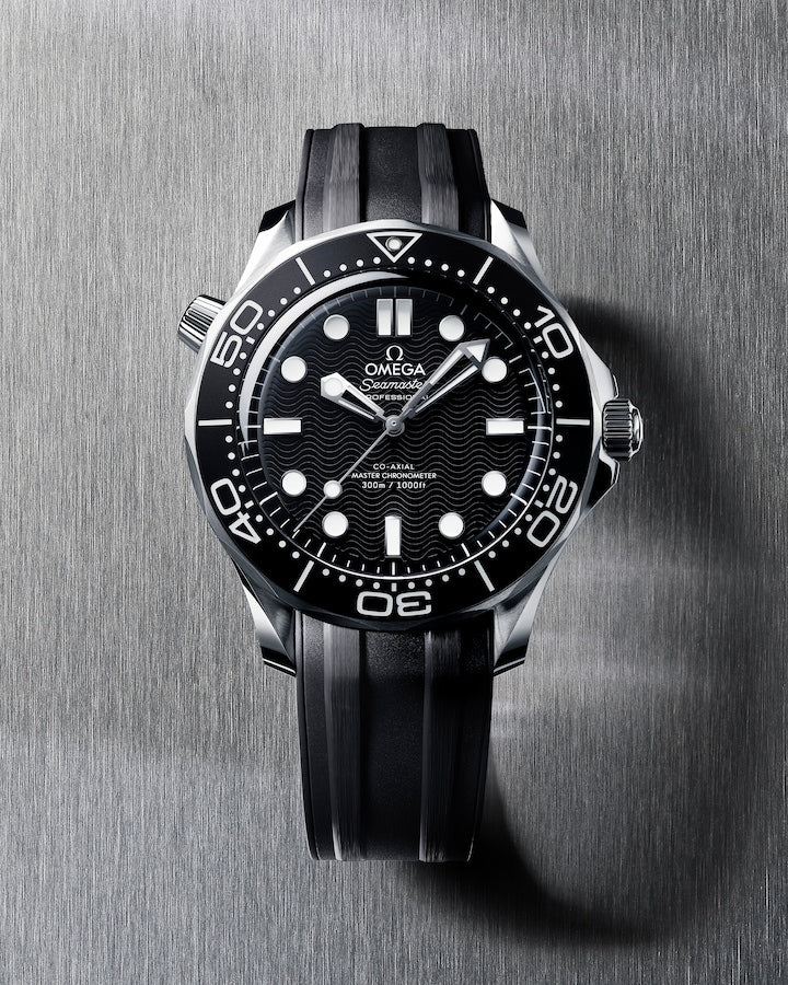 Omega Diver 300M Co-Axial Master Chronometer 42mm Black Dial on Rubber Strap Watch 