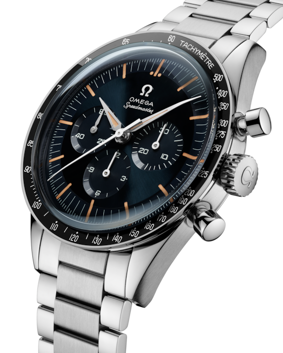 OMEGA Speedmaster First Omega in Space Chronograph 39.7mm Watch blue gray dial