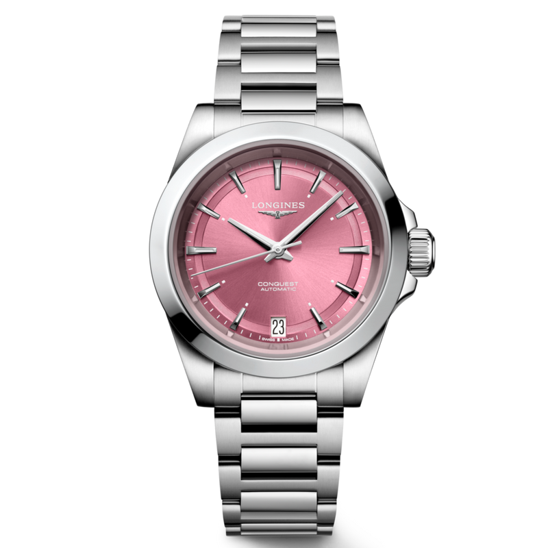 Front View L34304996 Longines Pink Conquest 34mm